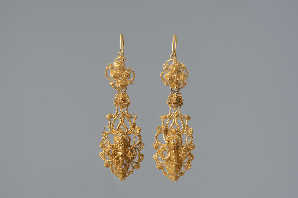 Paar gouden oorbellen, Noord-Brabant, 1814–1906