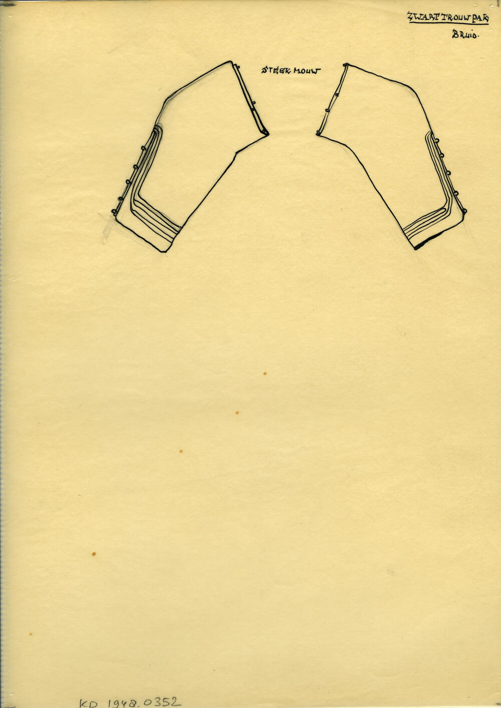 Tekening van steekmouwen, Marken