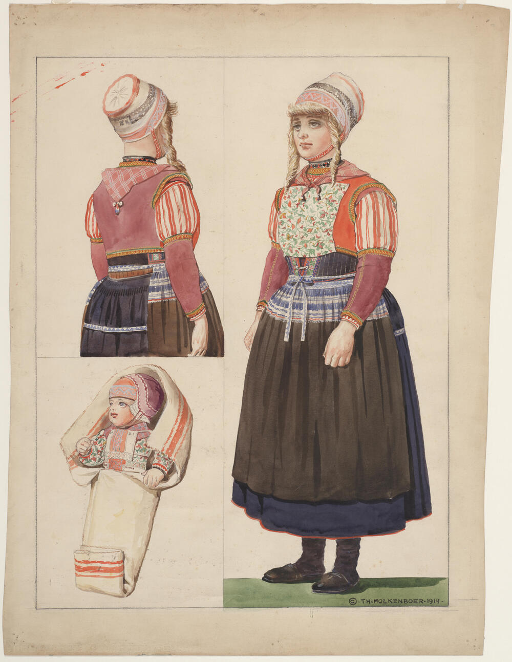 Marker vrouw en bakerkind, 1914