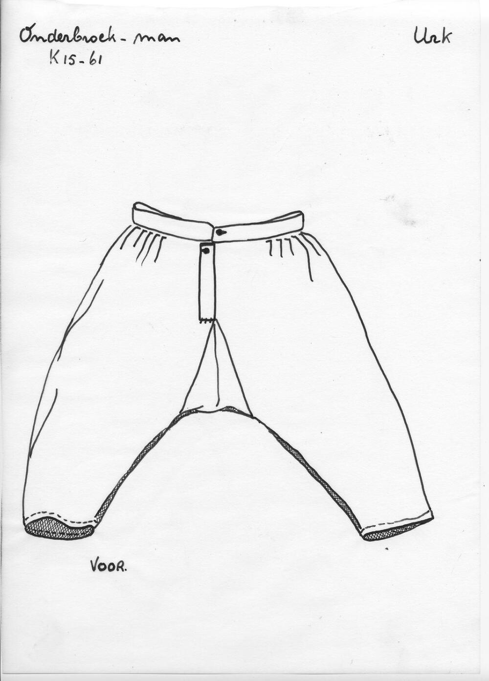 Tekening van een mannenonderbroek, Urk