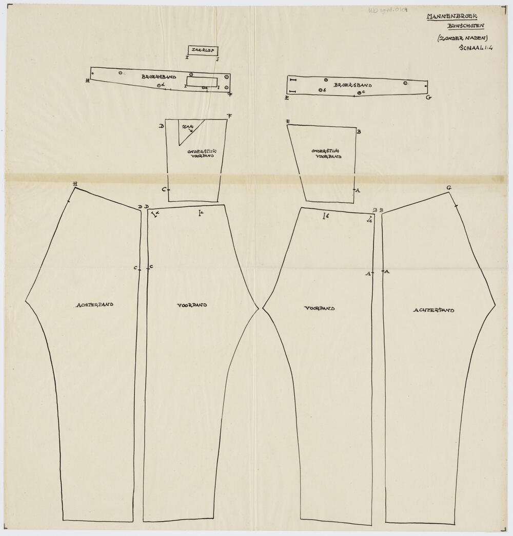 Patroontekening broek, man Bunschoten