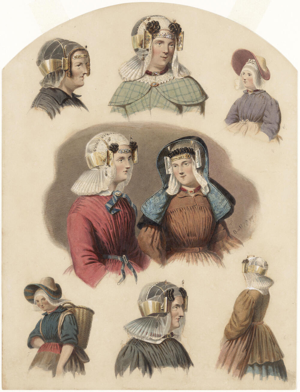 Vrouwen in diverse Noord-Hollandse drachten