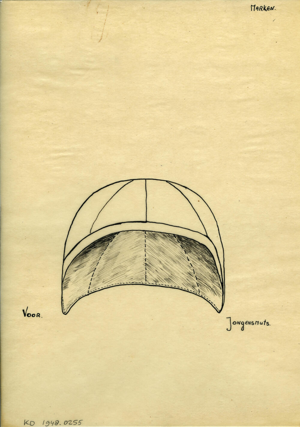 Tekening van een jongensmuts, Marken