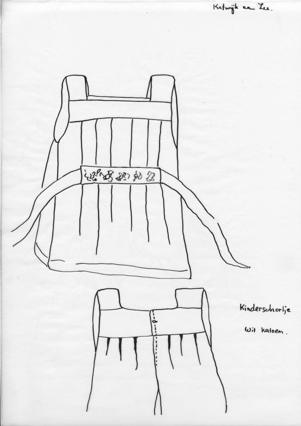 Tekening van een kinderschort, Katwijk aan Zee