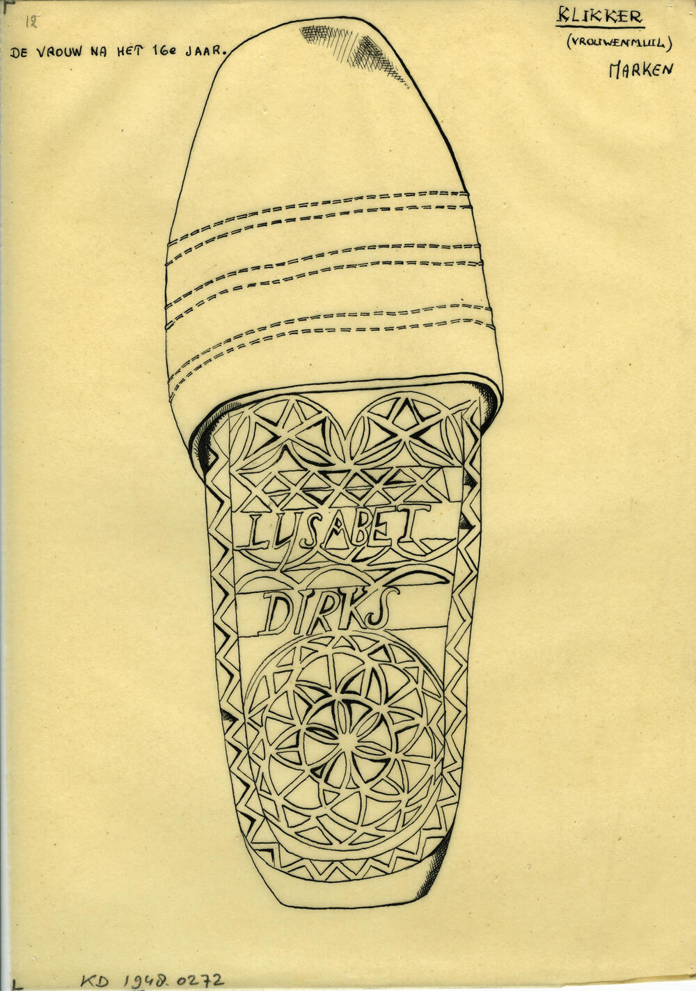 Tekening van een 'klikker', Marken