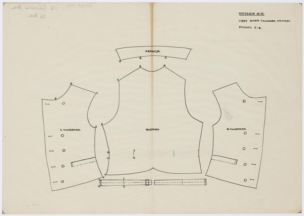 Patroontekening vest, boer Huizen