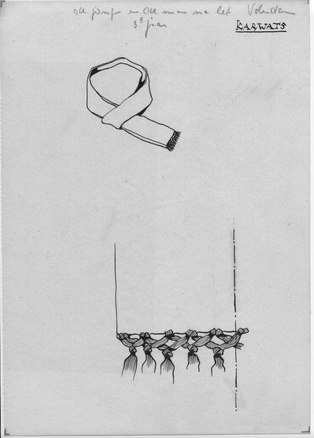 Tekening van een 'karwats', Volendam
