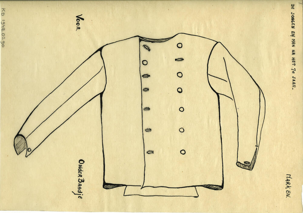 Tekening van een 'onderbaadje', Marken