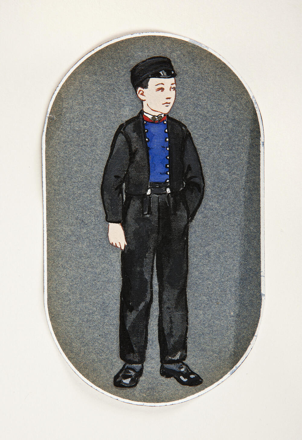 Jongen in volwassen dracht, Huizen