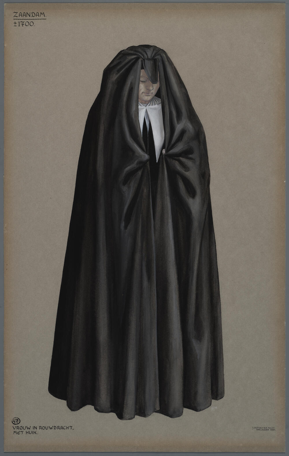 Vrouw in rouwdracht, Zaandam circa 1700