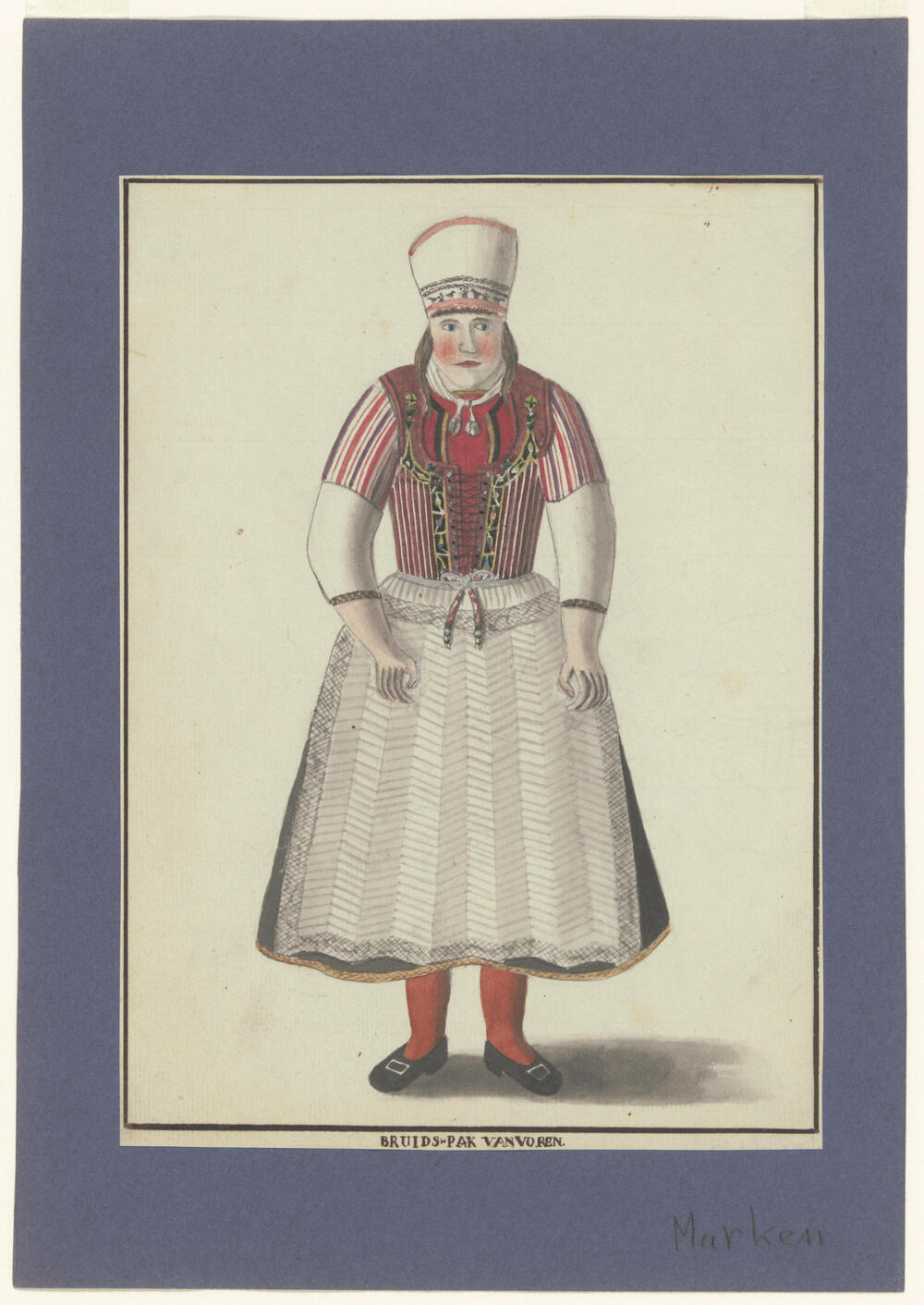 Bruid met witje, Marken, 1800–1900