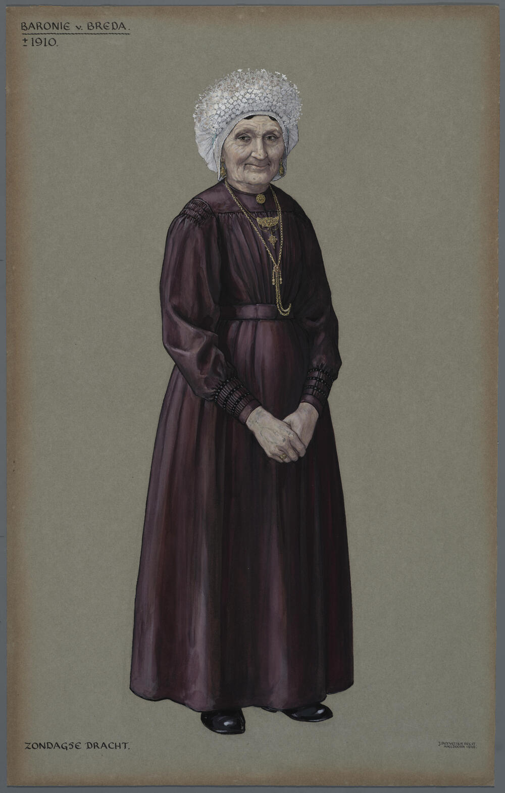 Vrouw in zondagse dracht, Baronie van Breda circa 1910