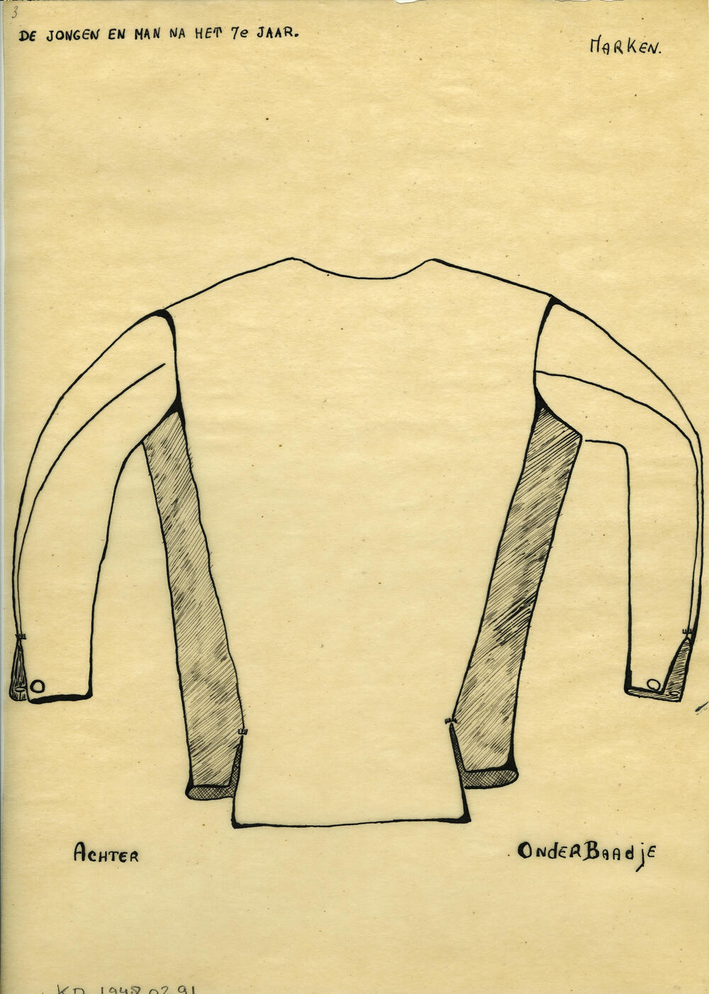 Tekening van een 'onderbaadje', Marken