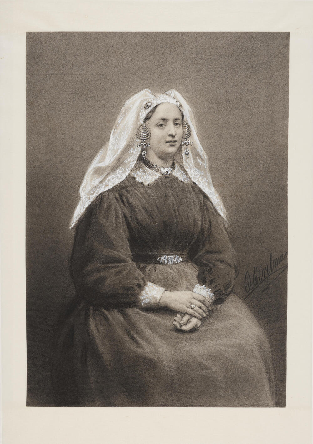 Vrouw in zondagse dracht uit Beijerland, 1875–1926