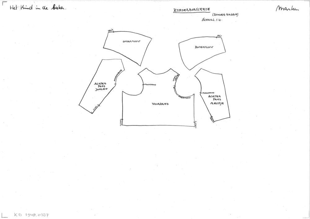 Patroontekening van een 'kinderborsikkie', Marken