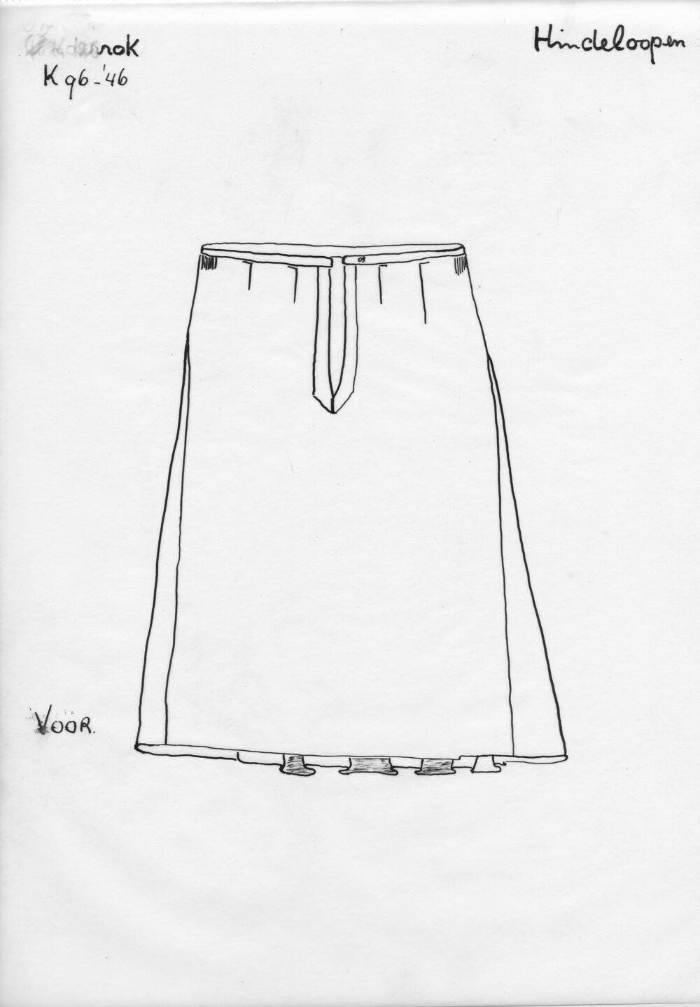 Tekening van voorzijde rok, Hindeloopen