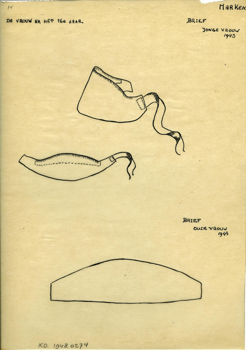 Tekening van een 'brief', Marken