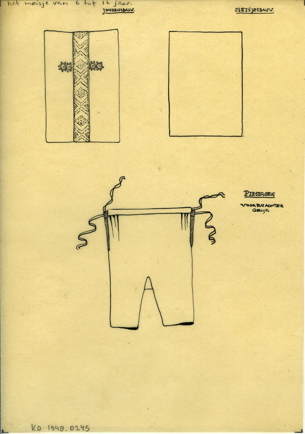 Tekening van bauwen en een piesbroek, Marken