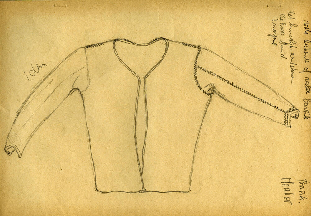 Tekening van een rode lakense of 'rasse' borsik, Marken
