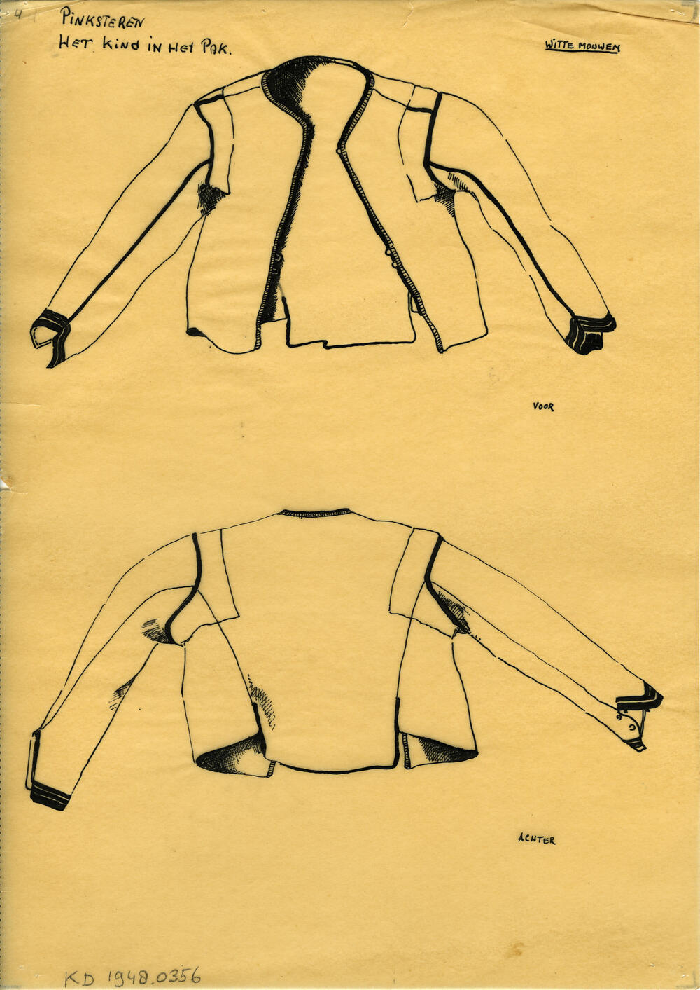 Tekening van witte mouwen, Marken