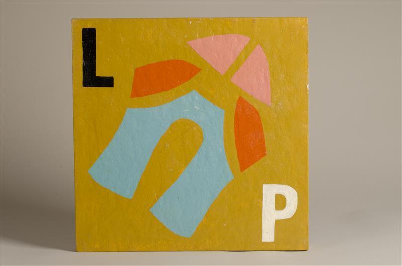 Twee Lola-Pagola display-borden behorend bij serie Vlakken
