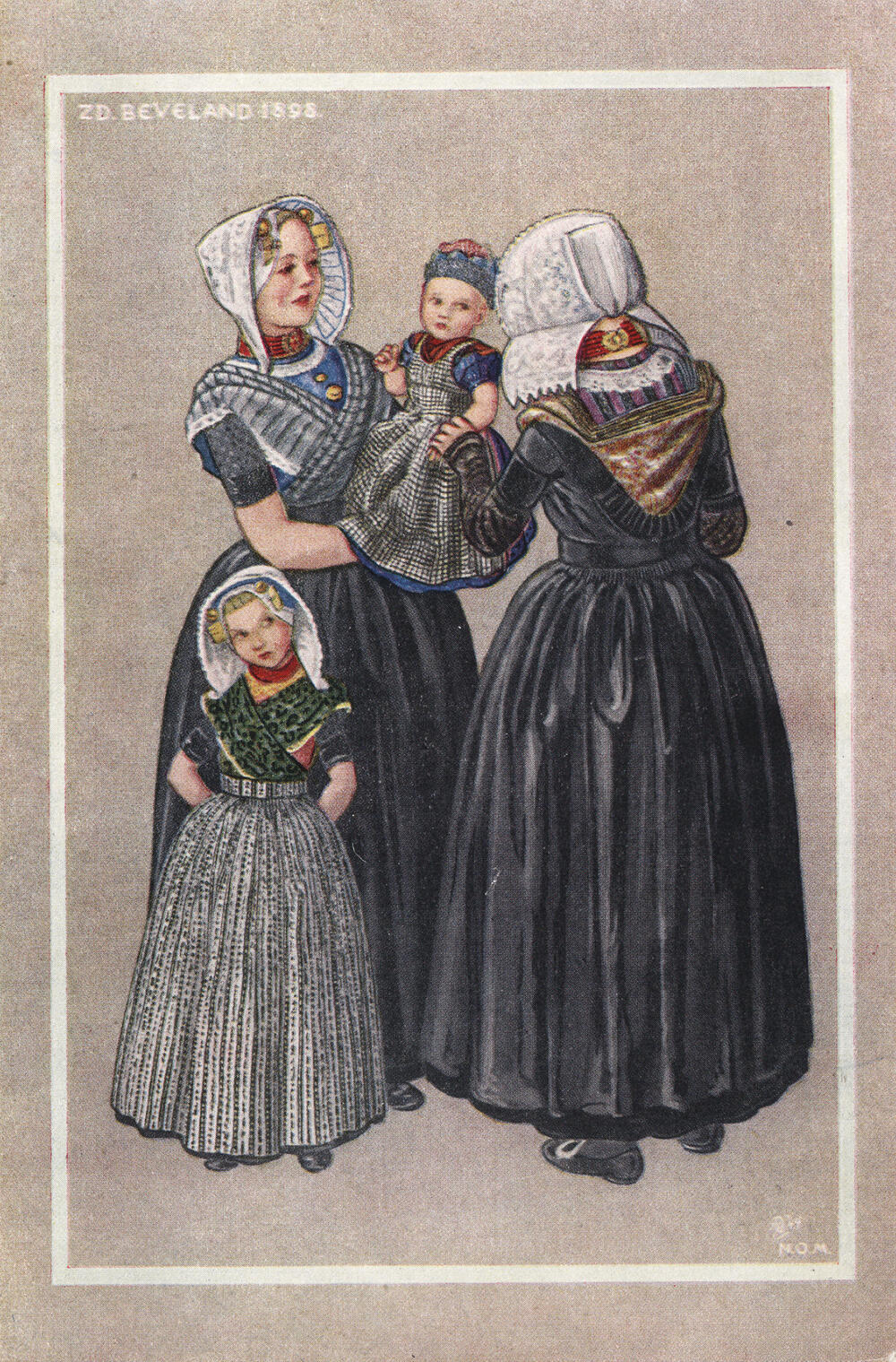 Vrouwen en meisjes in dracht Zuid-Beveland 1898