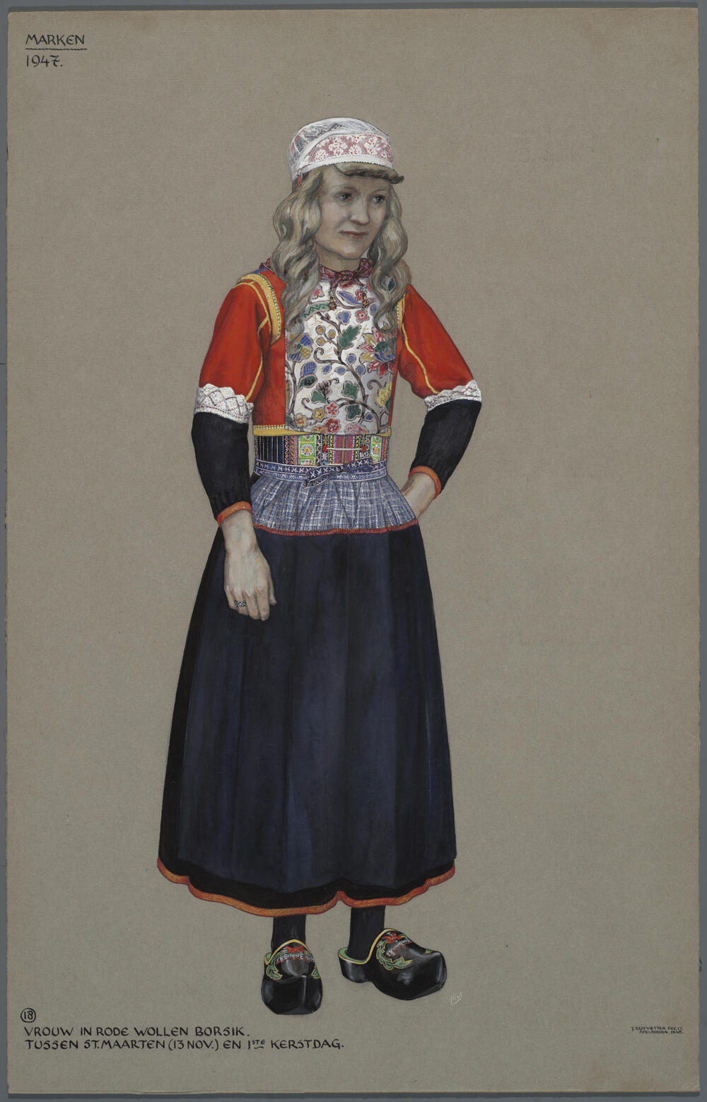 Vrouw in dracht Marken 1947