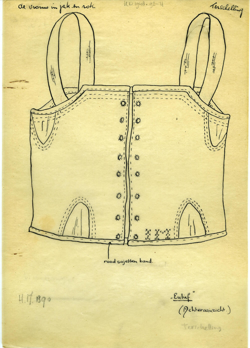 Tekening van een 'euluf', Terschelling