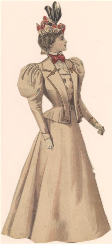 Vel met opgeplakte modebladknipsels van ca. 1890-1910