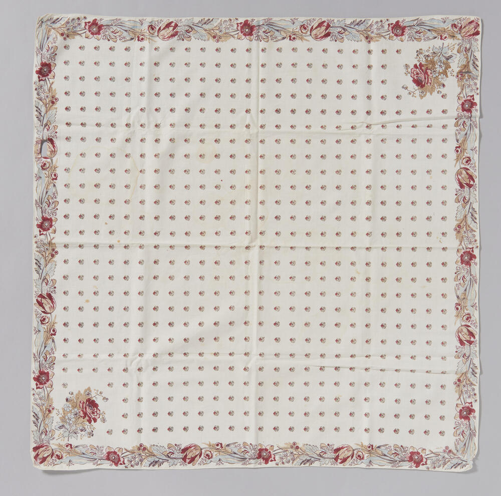 Vierkante tipdoek van bedrukte katoen, Friesland, voor 1975