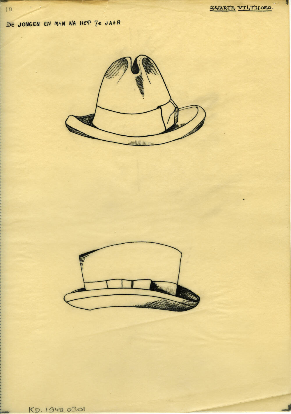 Tekening van een vilthoed, Marken