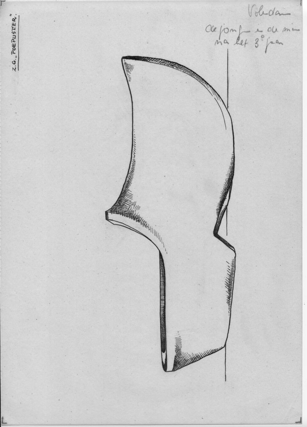 Tekening van een 'poepuster', Volendam