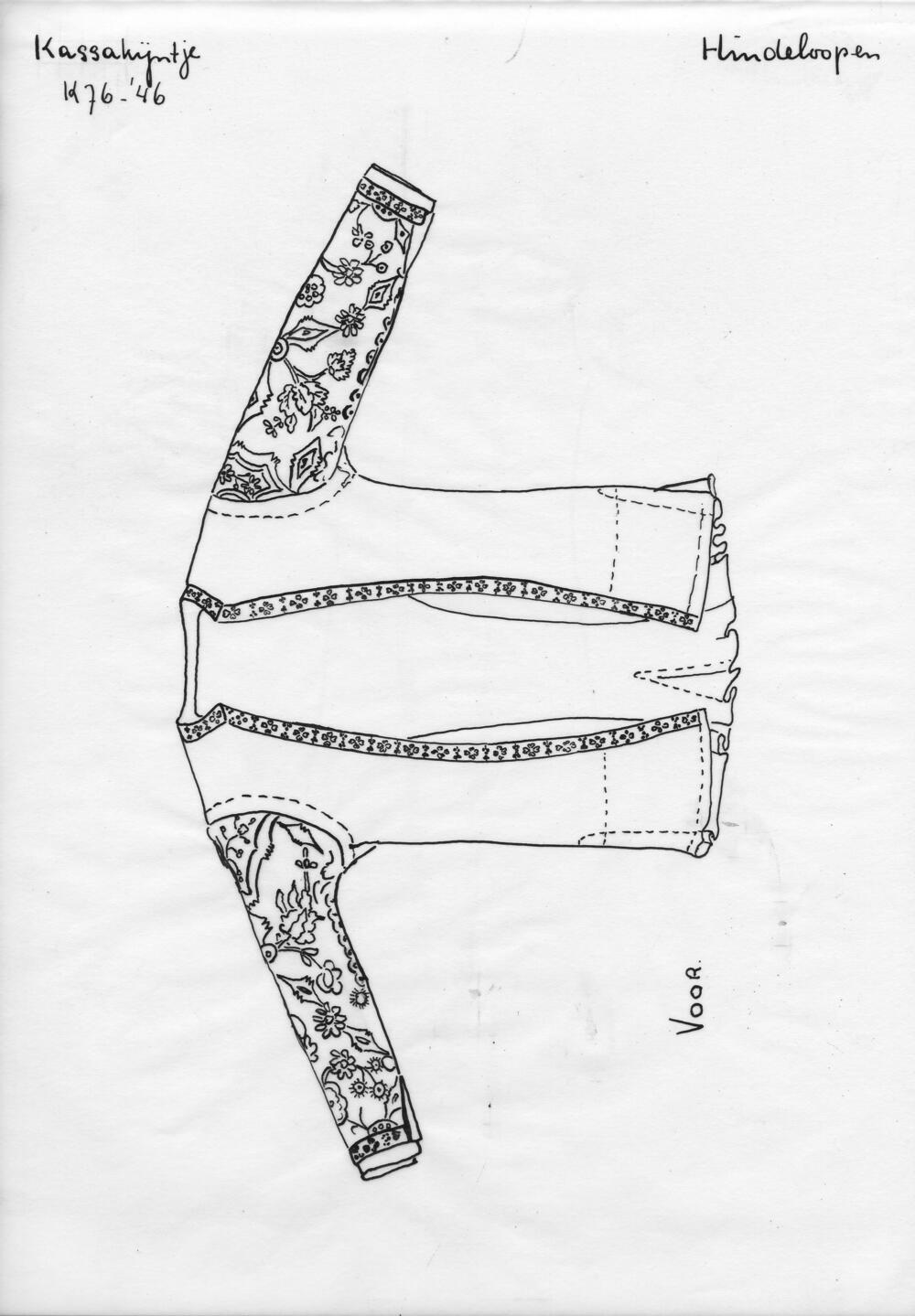 Tekening van voorzijde kassakijntje, Hindeloopen