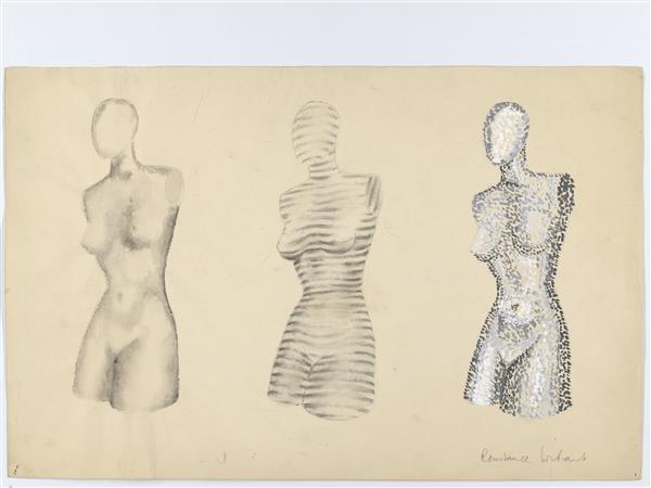 Tekening van drie vrouwentorsen