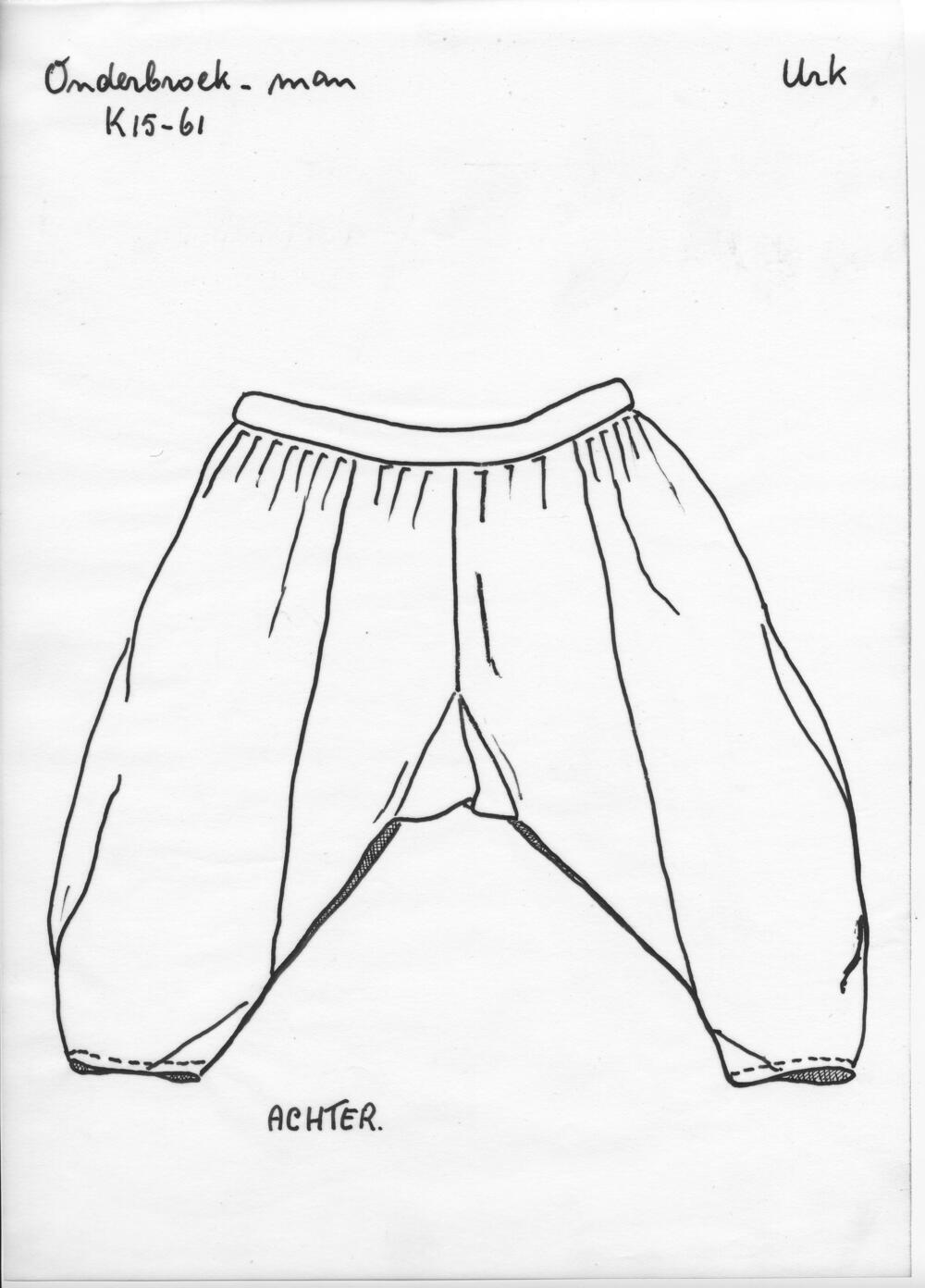 Tekening van een mannenonderbroek, Urk