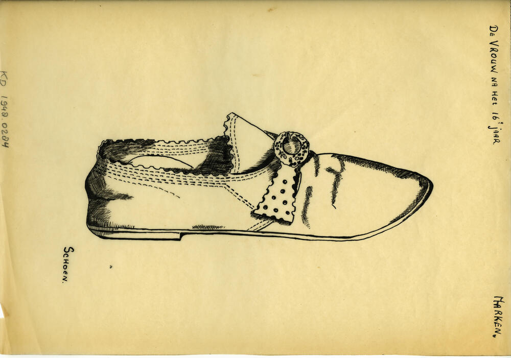 Tekening van een schoen, Marken