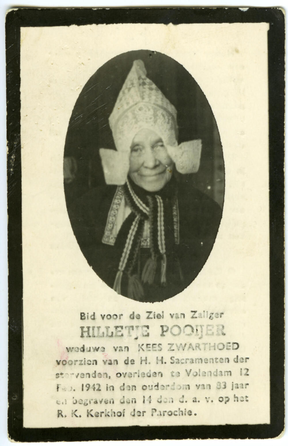 Bidprentje van Hilletje Pooijer, 1942