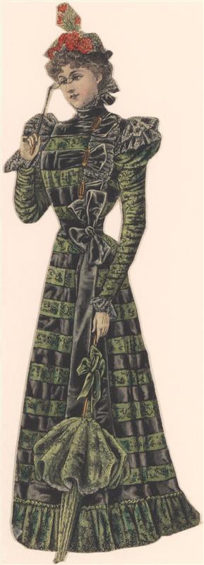 Vel met opgeplakte modebladknipsels van ca. 1890-1910
