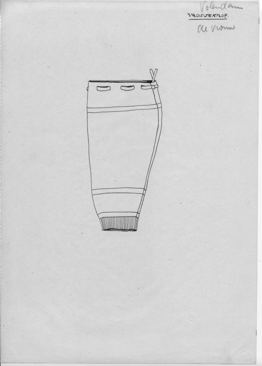 Tekening van een vrouwenmof, Volendam