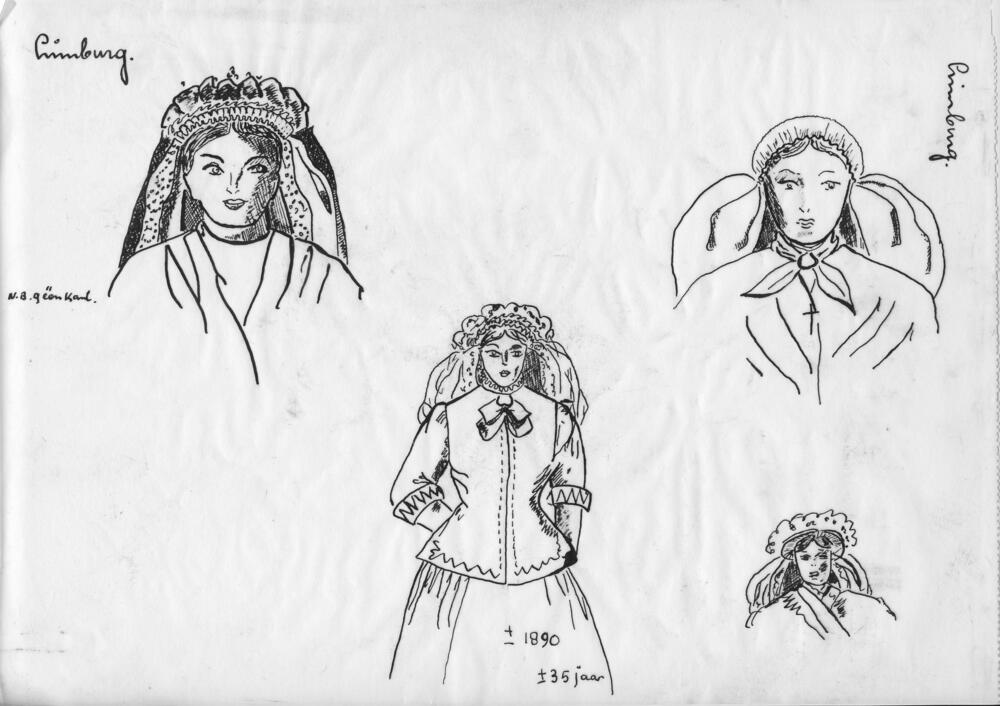 Tekening van vier vrouwen, Limburg