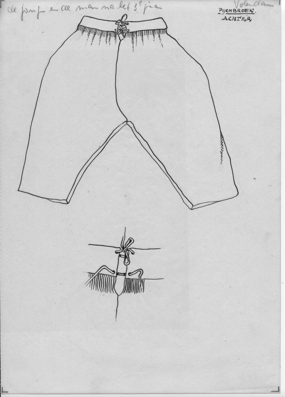 Tekening van een 'pijenbroek', Volendam
