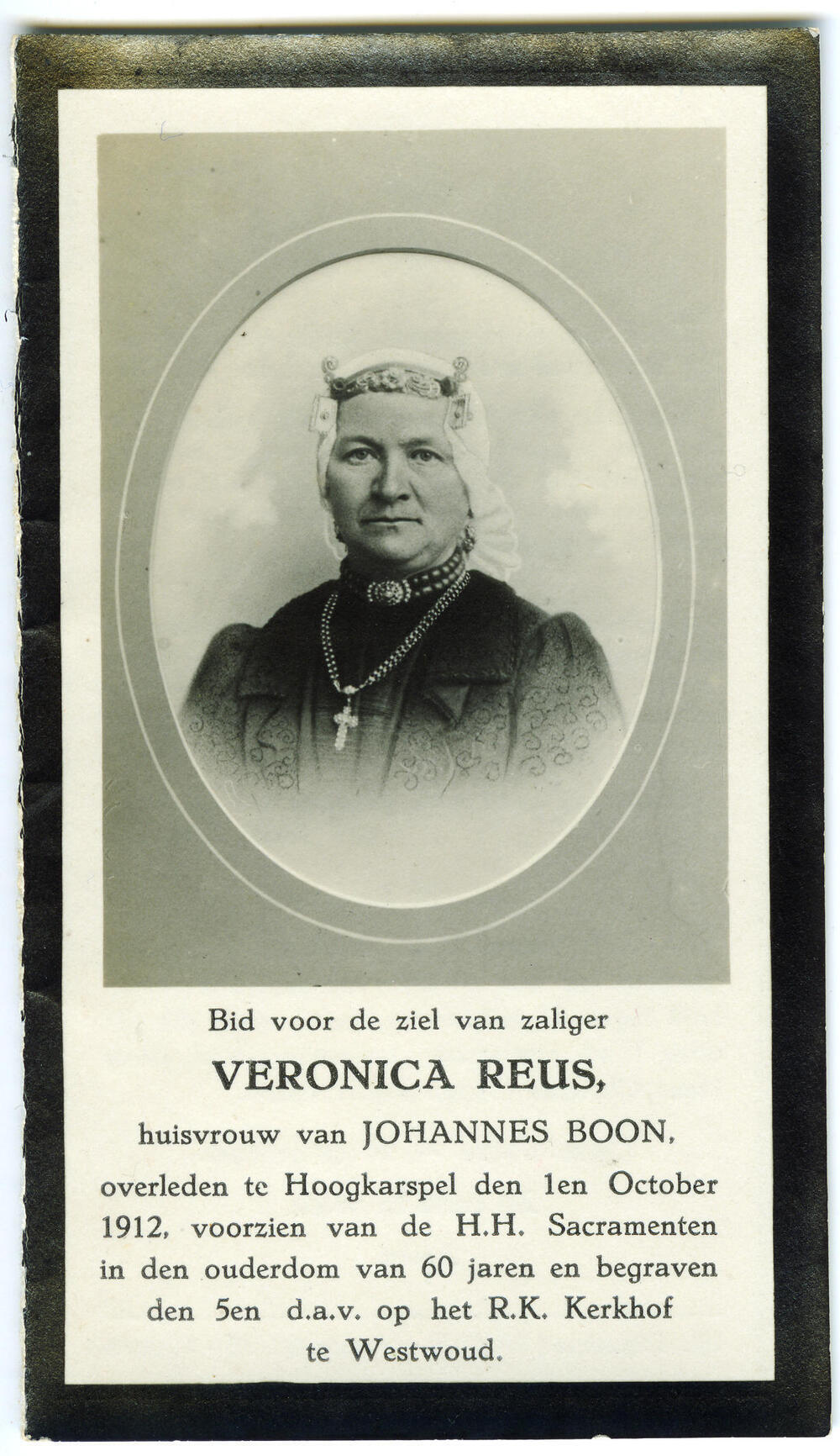 Bidprentje van Veronica Reus, 1912