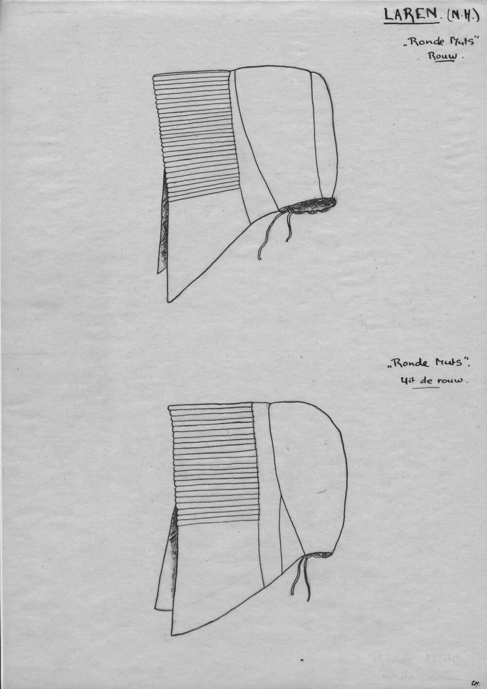 Tekening van een 'ronde muts', Laren