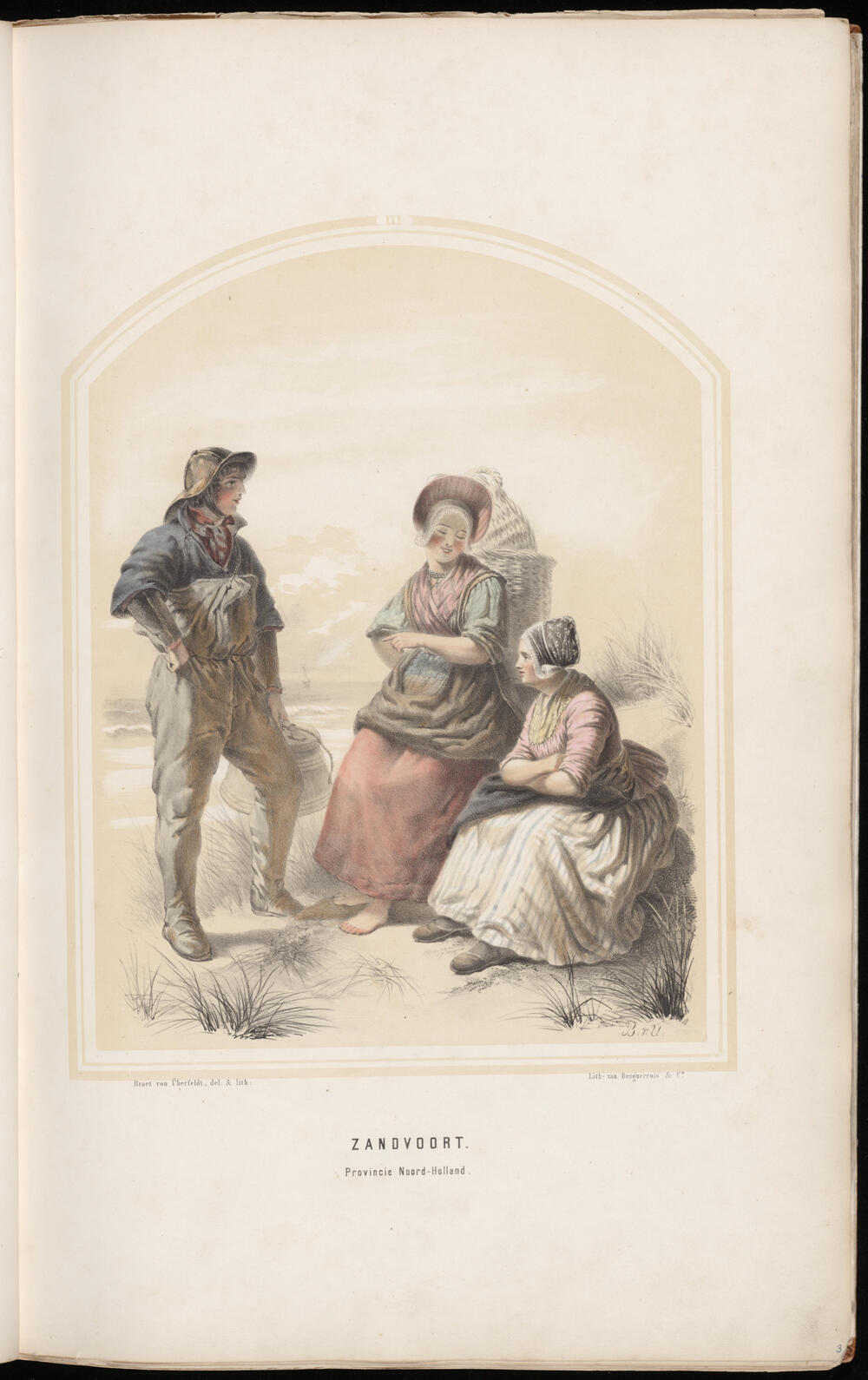 Visser en twee vrouwen op het strand, Zandvoort