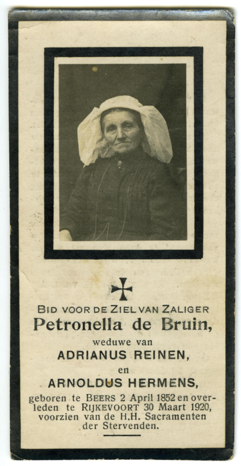 Bidprentje van Petronella de Bruin, 1920
