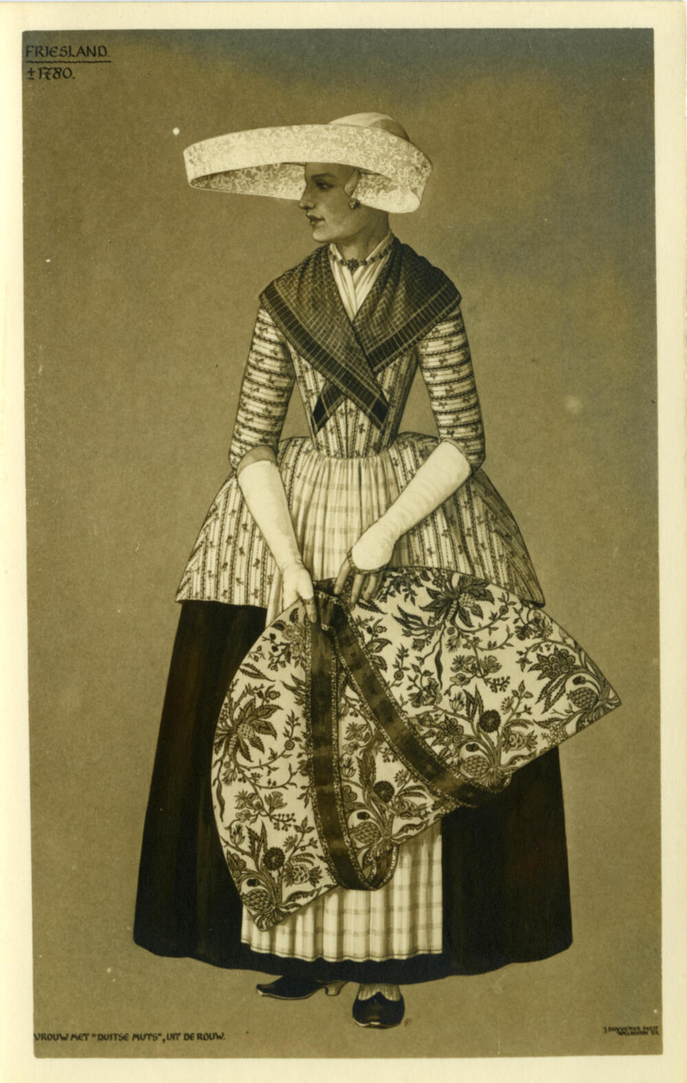 Vrouw in Friese dracht circa 1780
