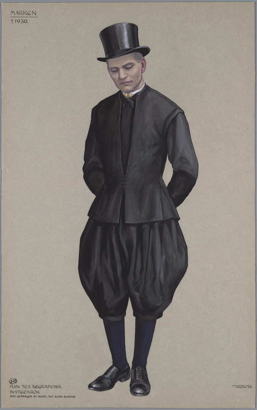 Man in steekrok, Marken circa 1930
