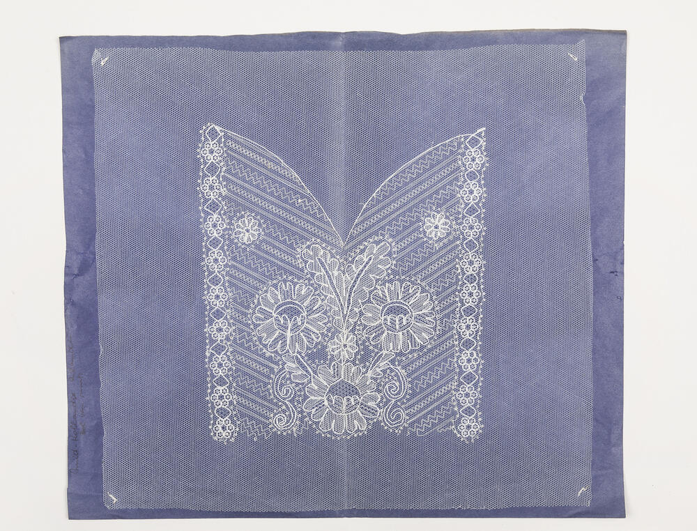 Mutsenbodem op blauw papier, Zuid-Hollandse eilanden