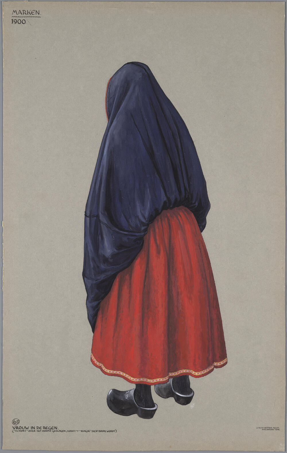 Vrouw in de regen, Marken 1900