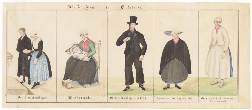 Kleederdragt te Oldebroek. 1849